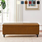 Pouf de rangement rectangulaire rembourré en similicuir (50,3 x 17,50 x 18 po)