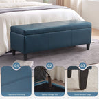 Pouf de rangement rectangulaire rembourré en similicuir (50,3 x 17,50 x 18 po)