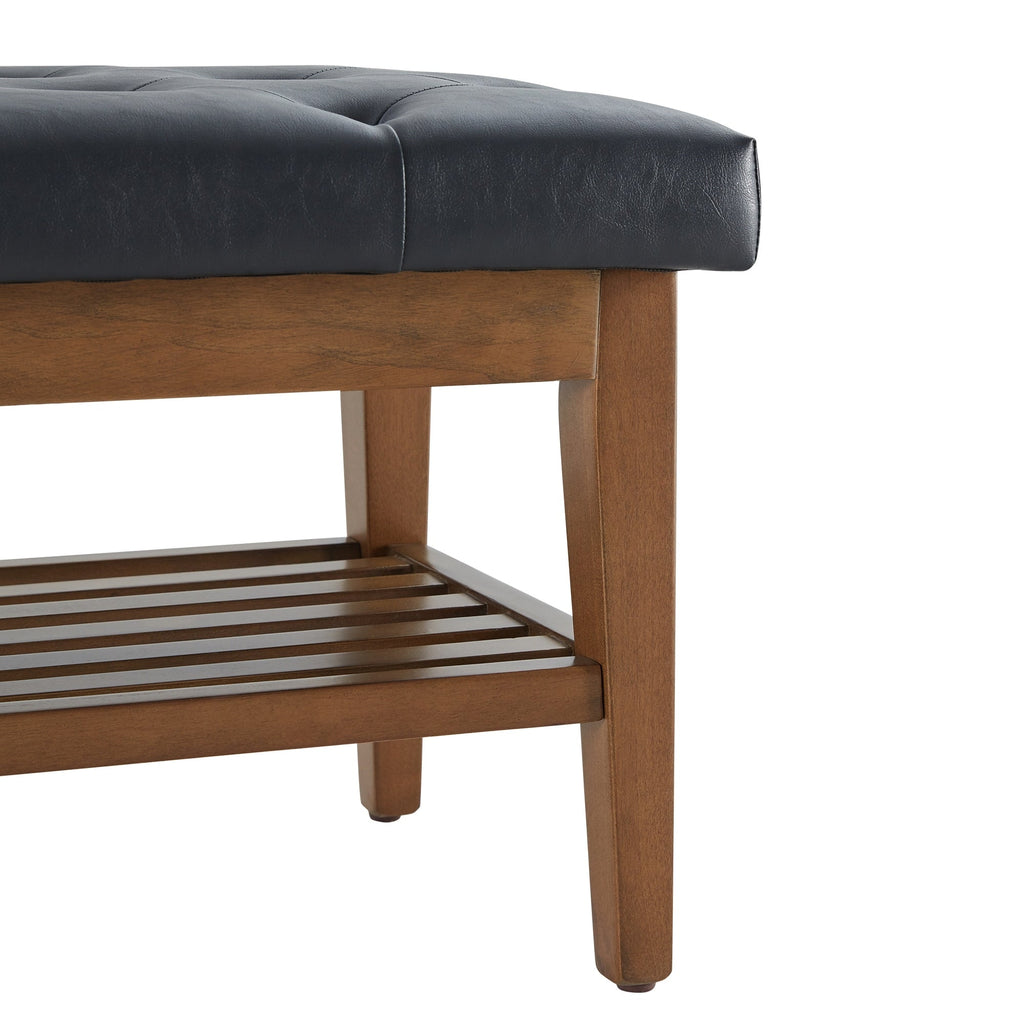 Banc à chaussures d'entrée, banc de rangement en tissu et bois massif, banc rembourré de 43 pouces pour salon et chambres