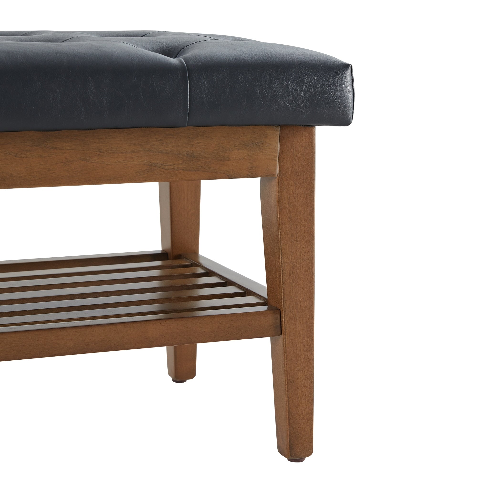 Banc à chaussures d'entrée, banc de rangement en tissu et bois massif, banc rembourré de 43 pouces pour salon et chambres