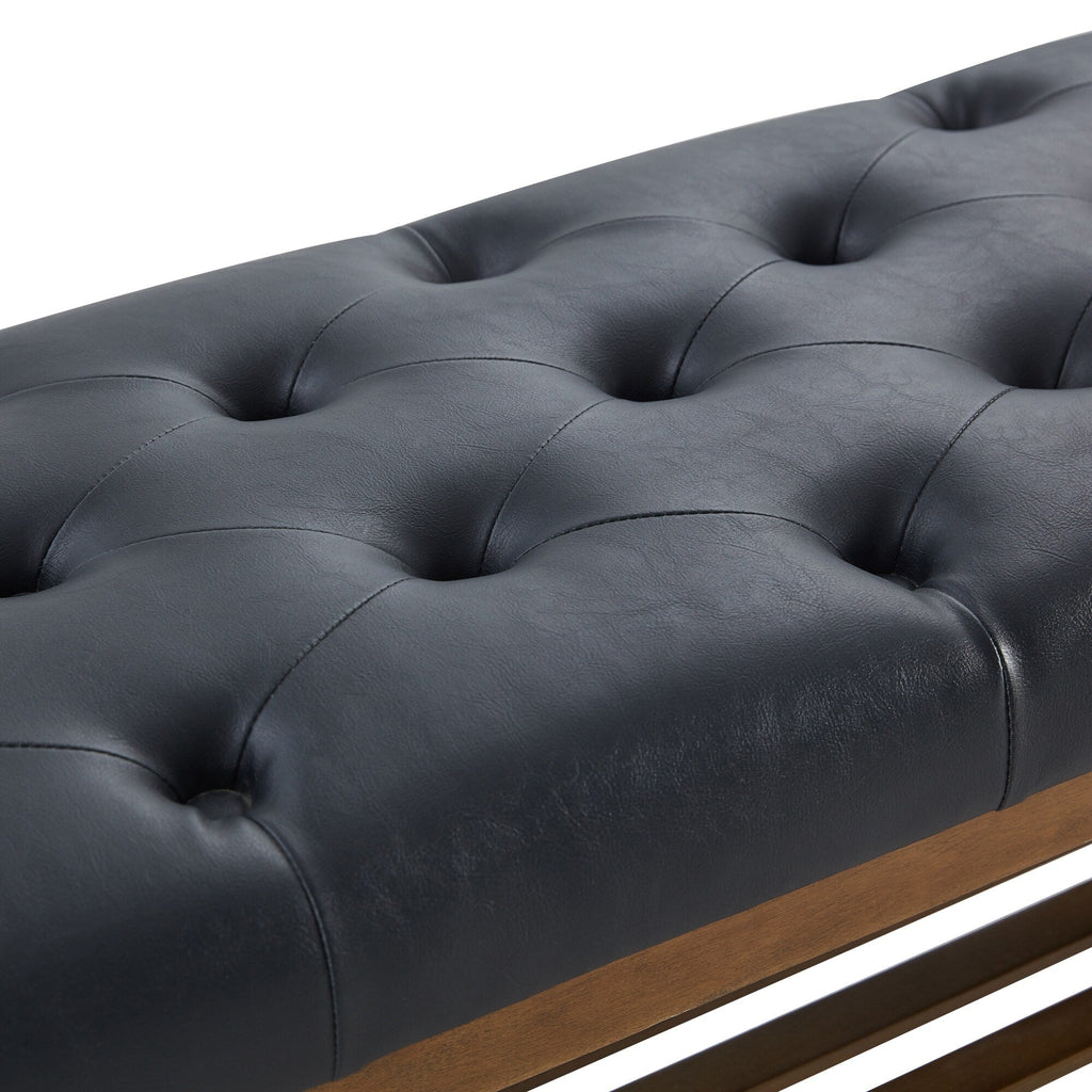 Banc à chaussures d'entrée, banc de rangement en tissu et bois massif, banc rembourré de 43 pouces pour salon et chambres