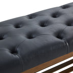 Banc à chaussures d'entrée, banc de rangement en tissu et bois massif, banc rembourré de 43 pouces pour salon et chambres