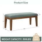 Upholstered Fabric Entryway Bench, Bedroom Bench for End of Bed Beige, Solid Wood 44-inch