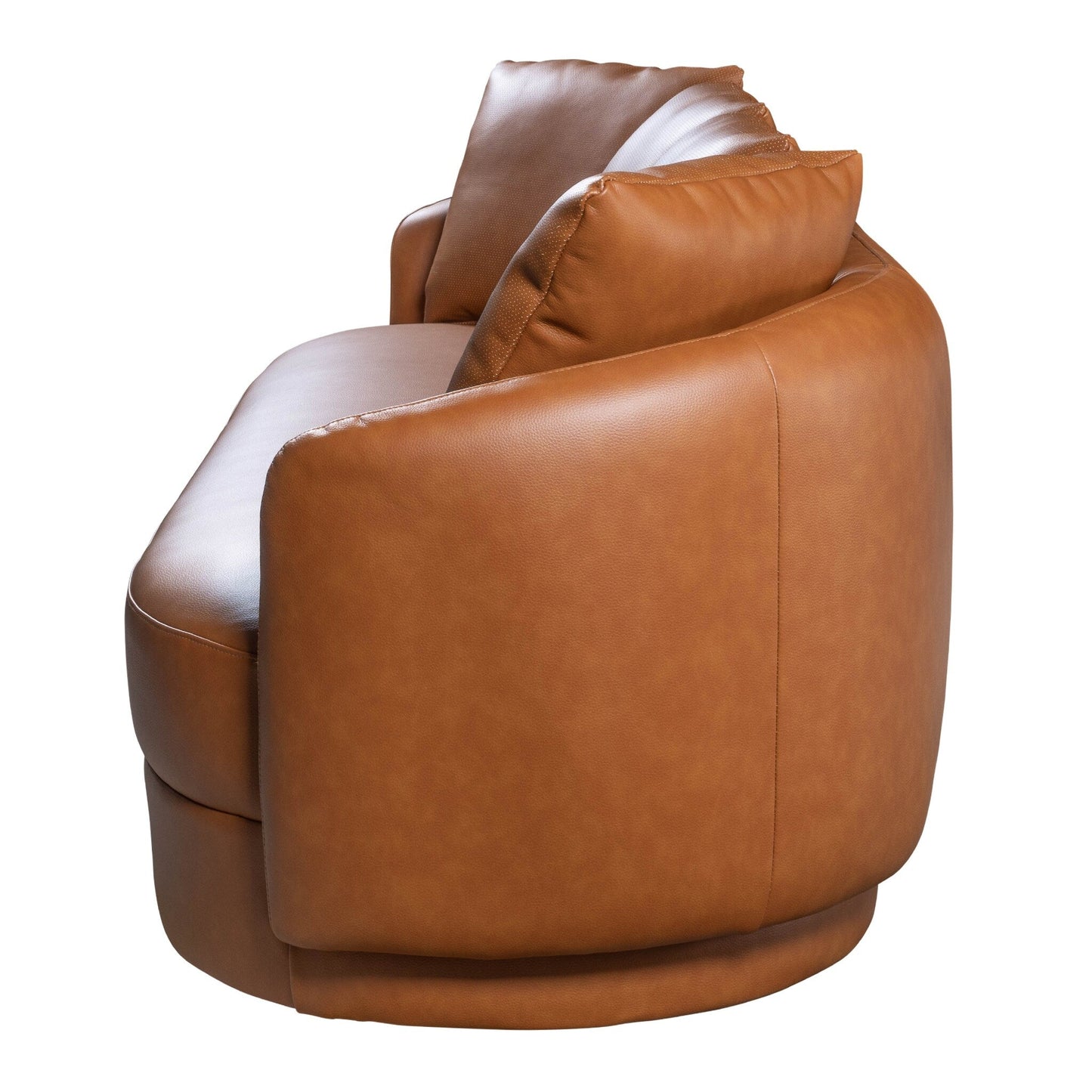 Haas 85 Wide Japandi Style Canapé courbé en cuir cognac