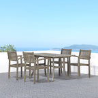 Ensemble table et chaises empilables Hakan Wood Patio avec pieds incurvés