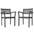 Ensemble table et chaises empilables Hakan Wood Patio avec pieds incurvés