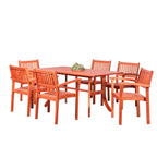 Ensemble table et chaises empilables Hakan Wood Patio avec pieds incurvés