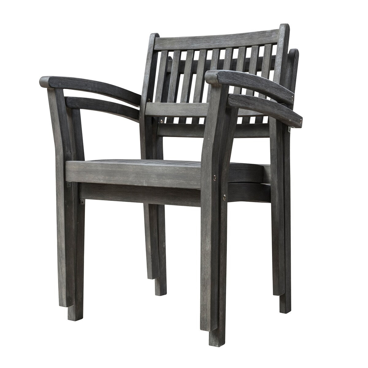Ensemble table et chaises empilables Hakan Wood Patio avec pieds incurvés