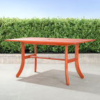 Ensemble table et chaises empilables Hakan Wood Patio avec pieds incurvés