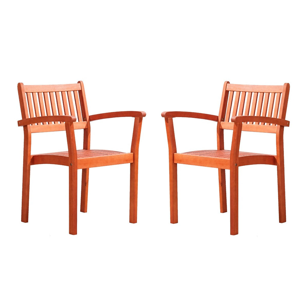 Ensemble table et chaises empilables Hakan Wood Patio avec pieds incurvés