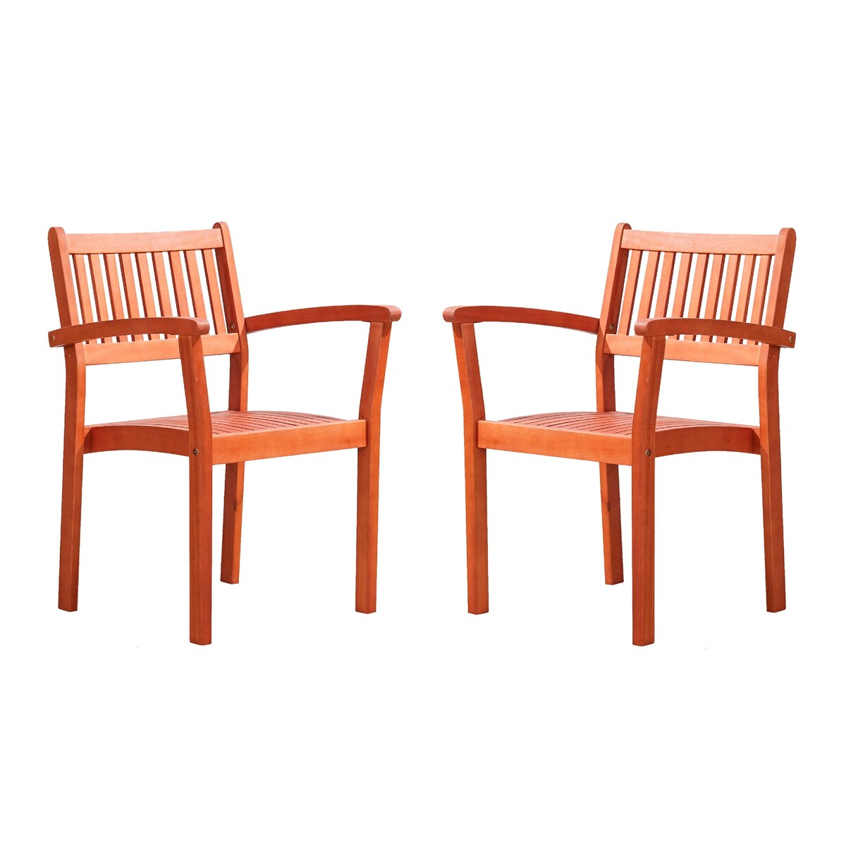 Ensemble table et chaises empilables Hakan Wood Patio avec pieds incurvés