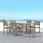 Ensemble table et chaises empilables Hakan Wood Patio avec pieds incurvés