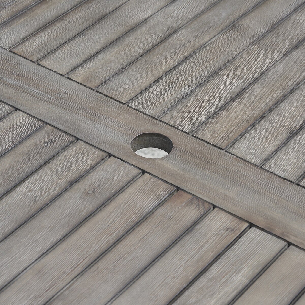Ensemble table et chaises empilables Hakan Wood Patio avec pieds incurvés
