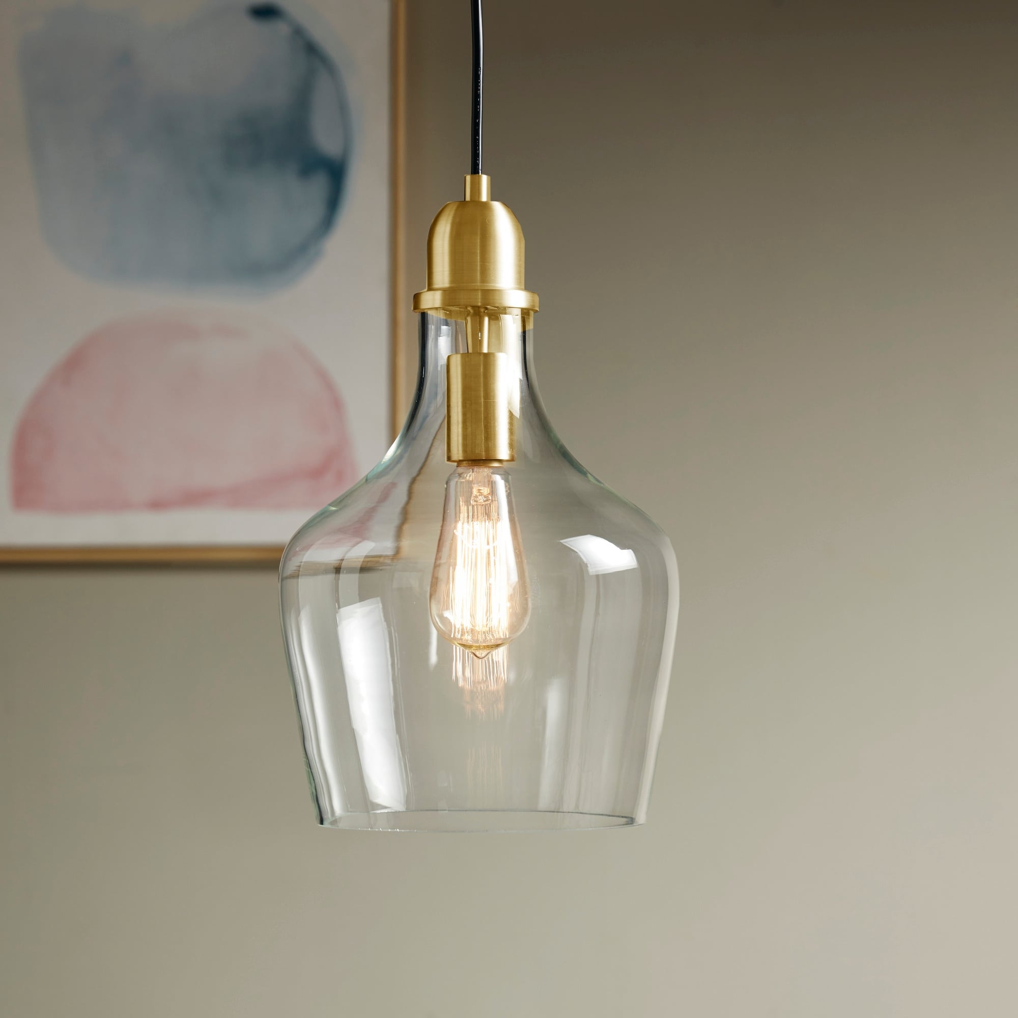 Suspension en verre en forme de cloche auburn INK+IVY