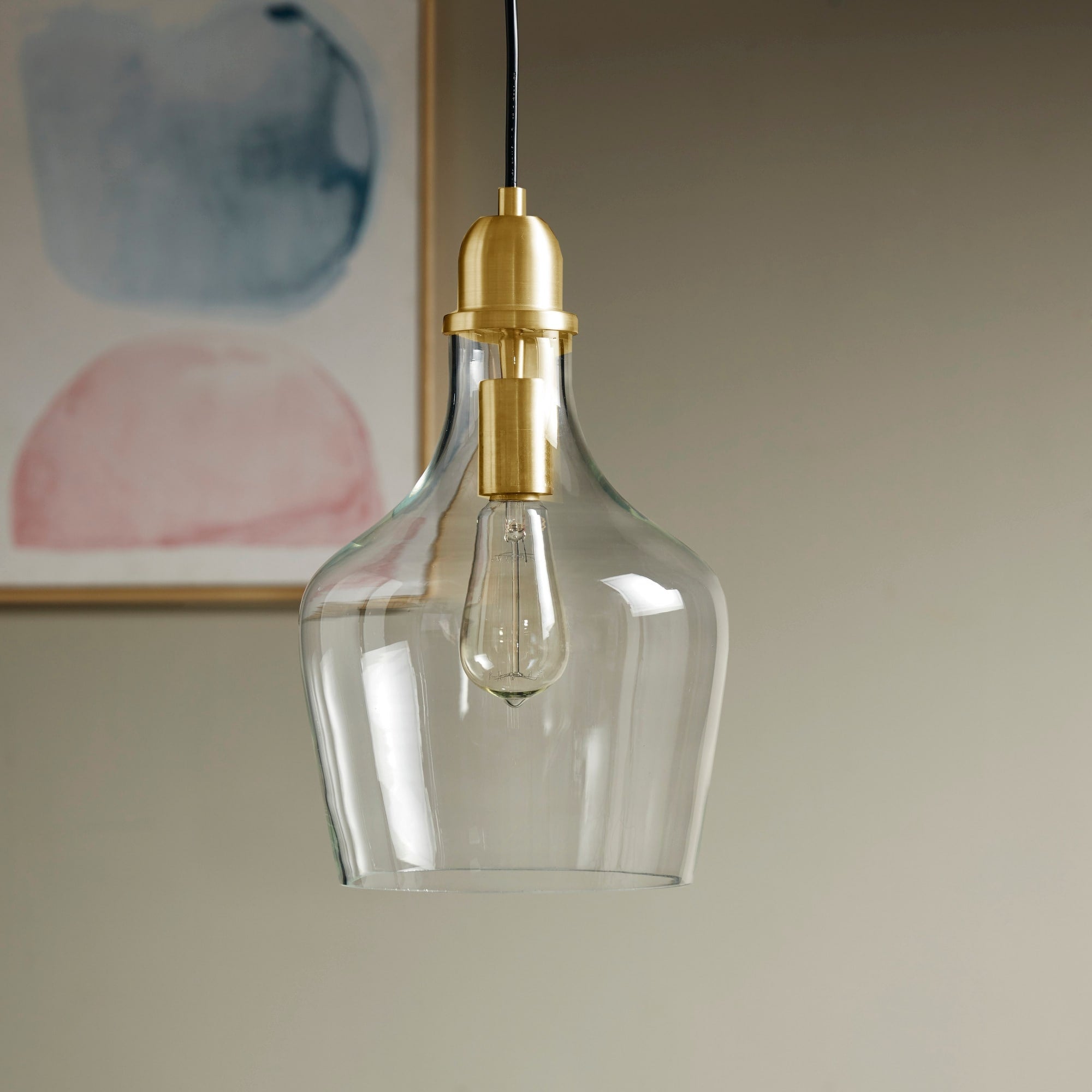 Suspension en verre en forme de cloche auburn INK+IVY