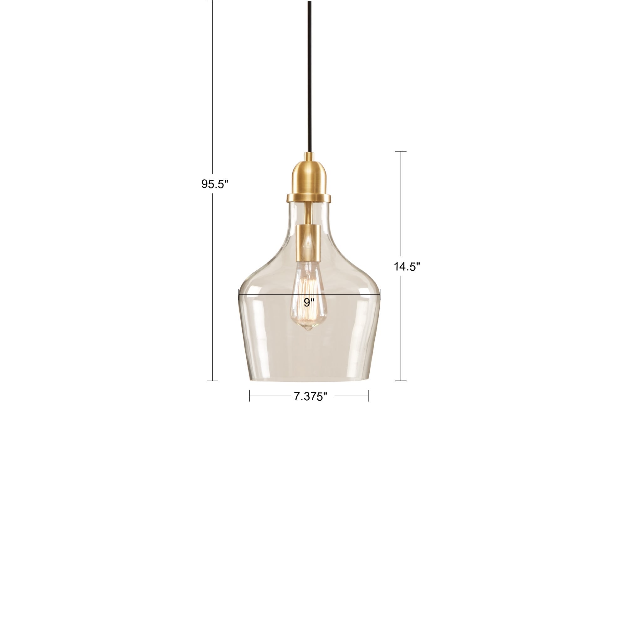 Suspension en verre en forme de cloche auburn INK+IVY