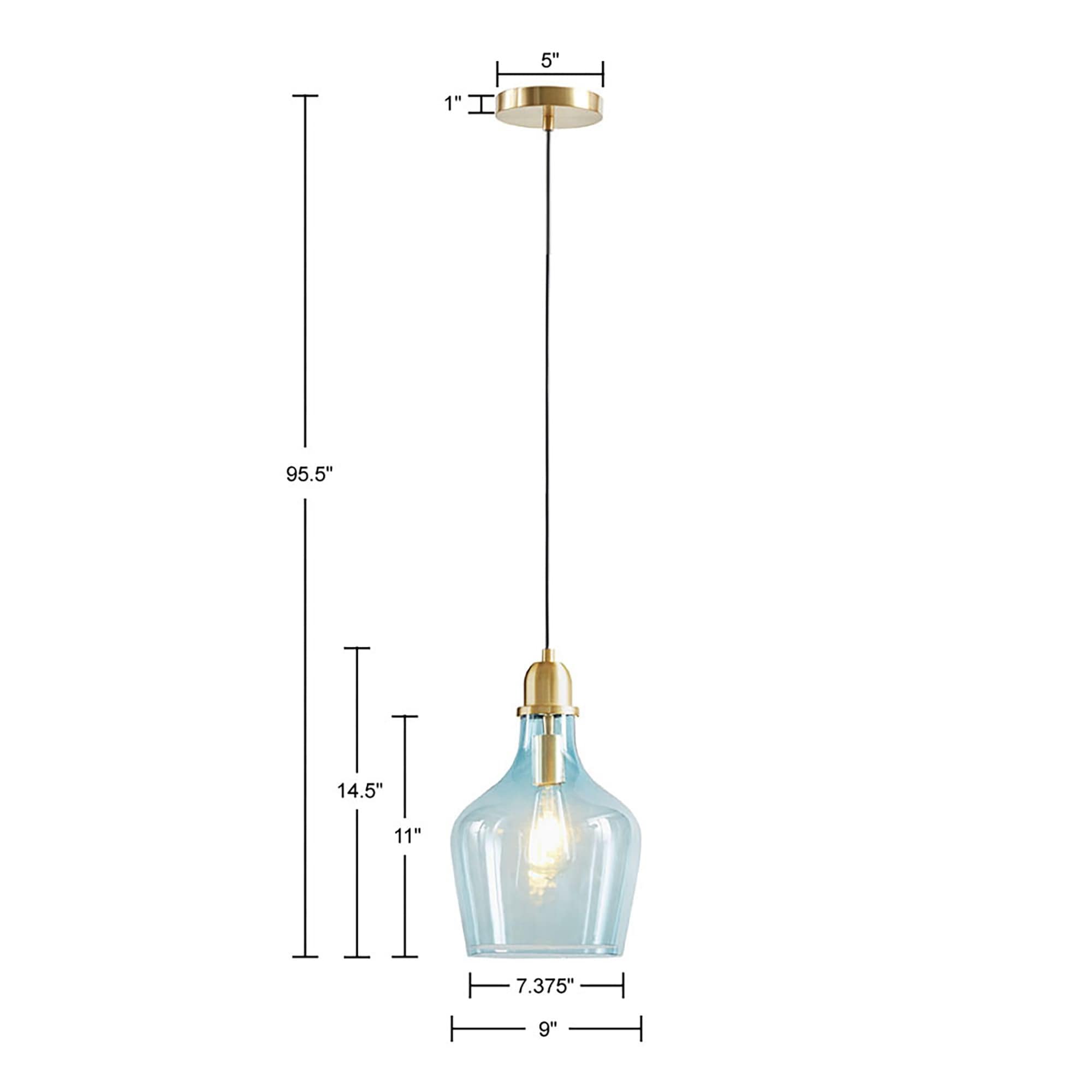 Suspension en verre en forme de cloche auburn INK+IVY
