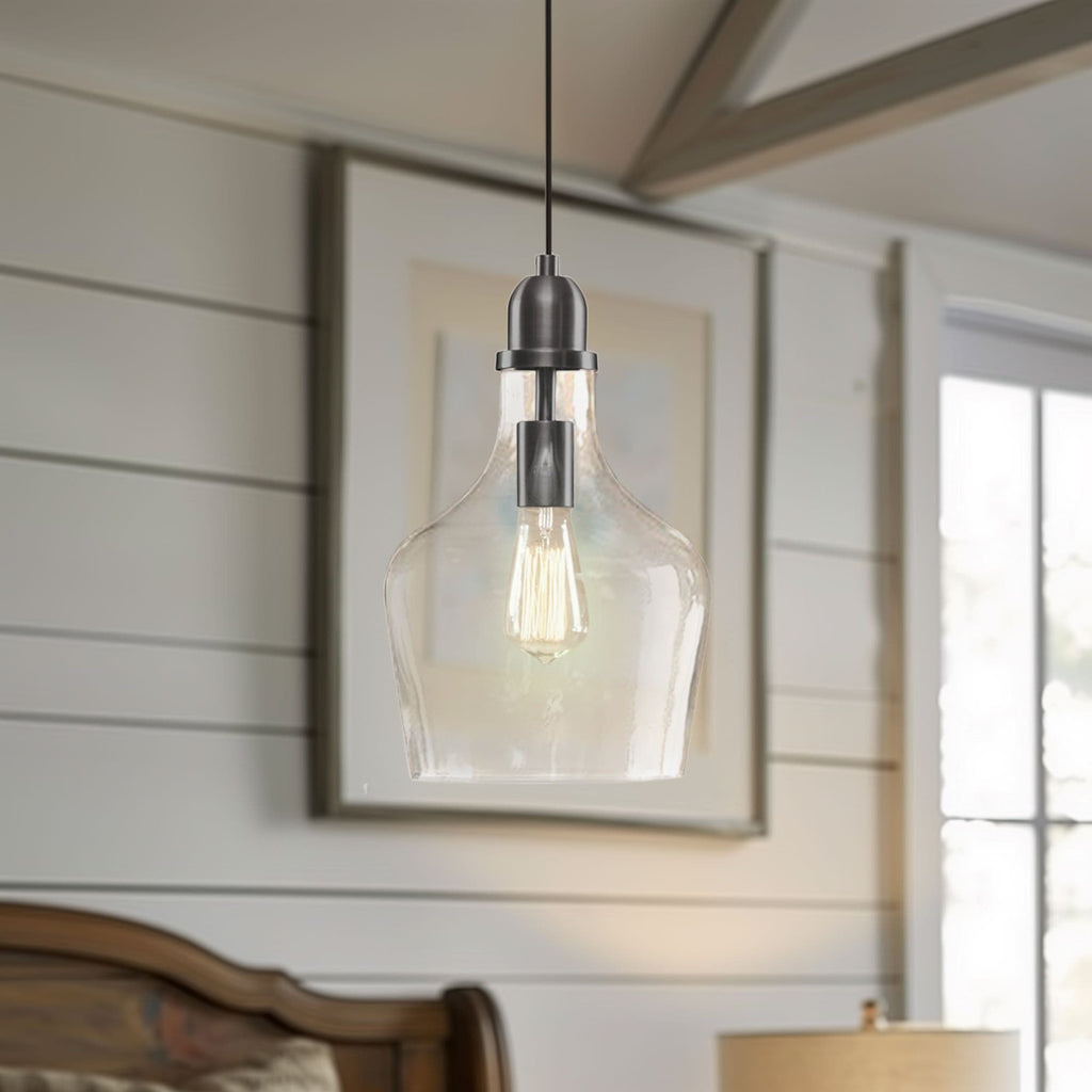 Suspension en verre en forme de cloche auburn INK+IVY