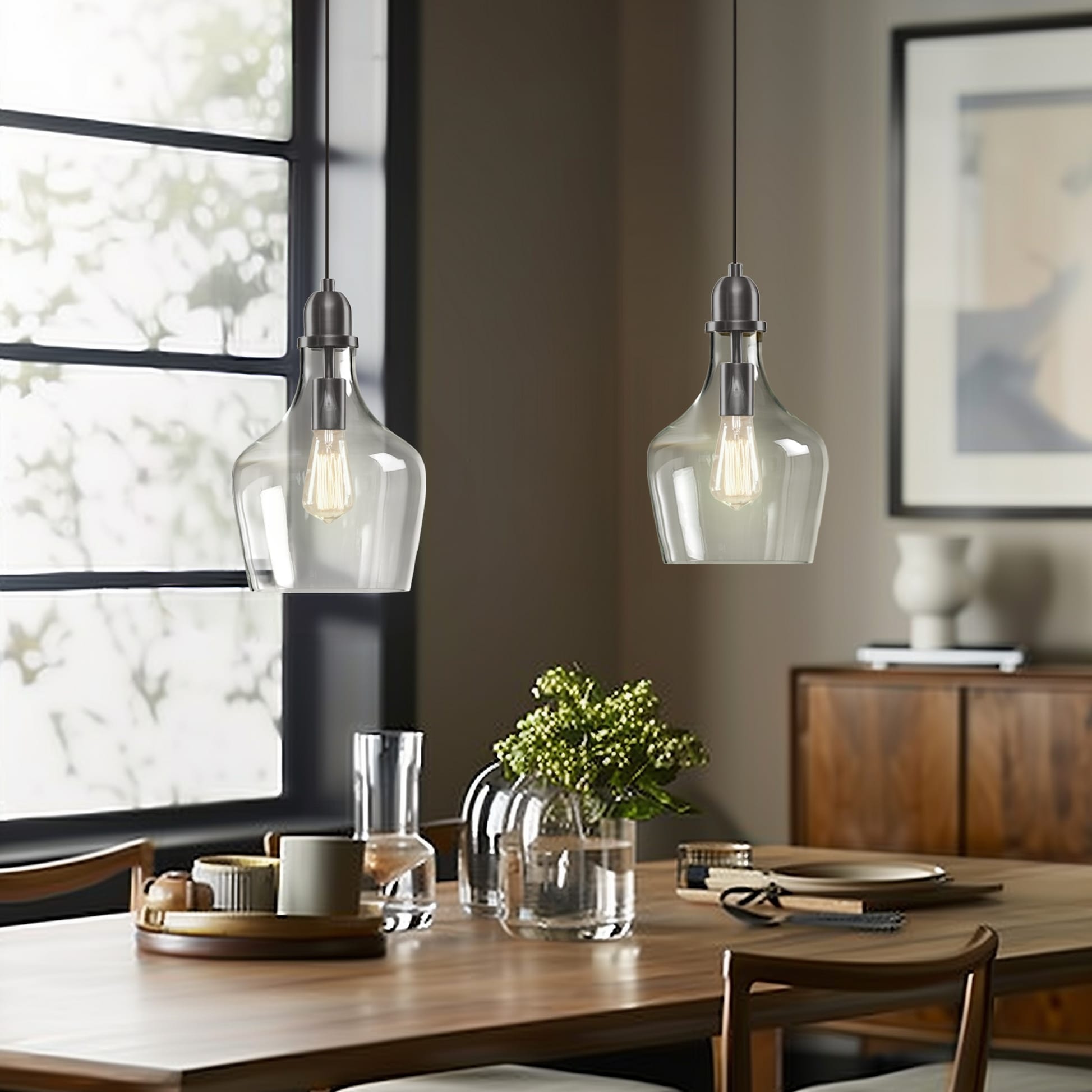 Suspension en verre en forme de cloche auburn INK+IVY