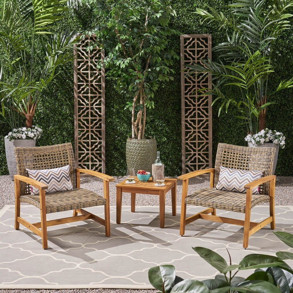 Ensemble de 3 fauteuils club et table d'appoint Hampton Outdoor par Christopher Knight Home