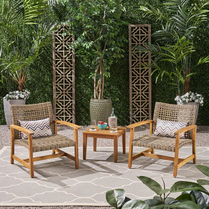 Ensemble de 3 fauteuils club et table d'appoint Hampton Outdoor par Christopher Knight Home