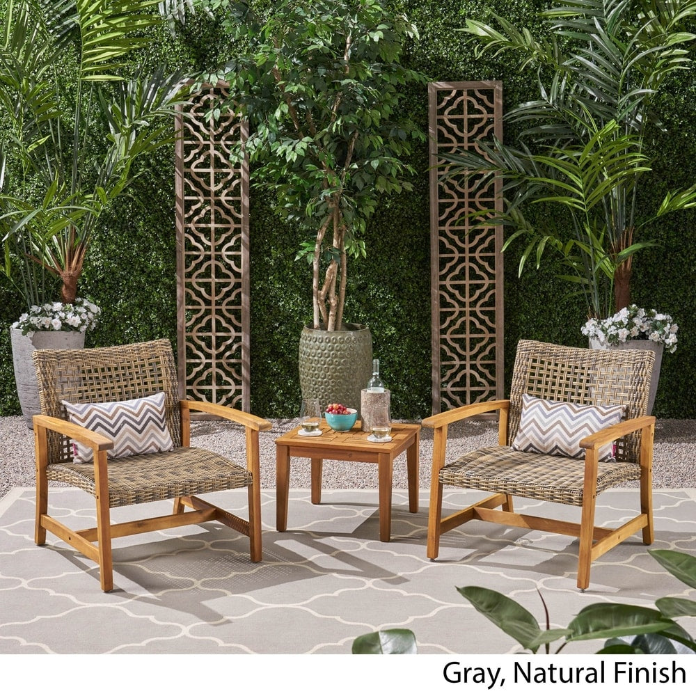 Ensemble de 3 fauteuils club et table d'appoint Hampton Outdoor par Christopher Knight Home