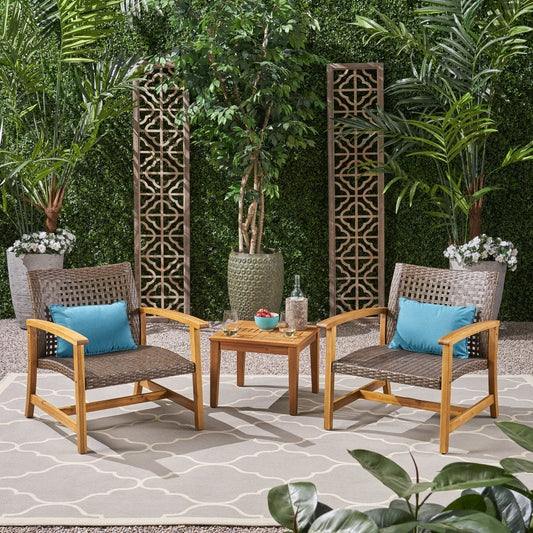 Ensemble de 3 fauteuils club et table d'appoint Hampton Outdoor par Christopher Knight Home