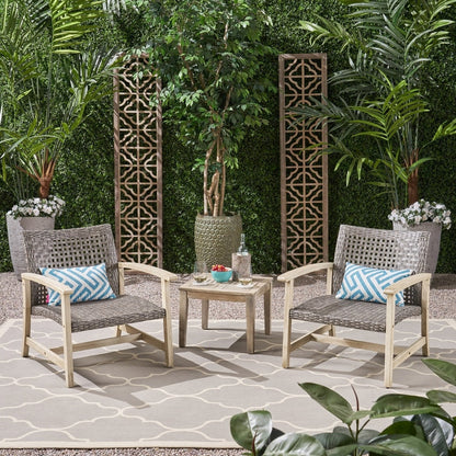 Ensemble de 3 fauteuils club et table d'appoint Hampton Outdoor par Christopher Knight Home