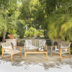 Ensemble de conversation d'extérieur Hampton 4 pièces en acacia par Christopher Knight Home