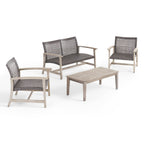 Ensemble de conversation d'extérieur Hampton 4 pièces en acacia par Christopher Knight Home