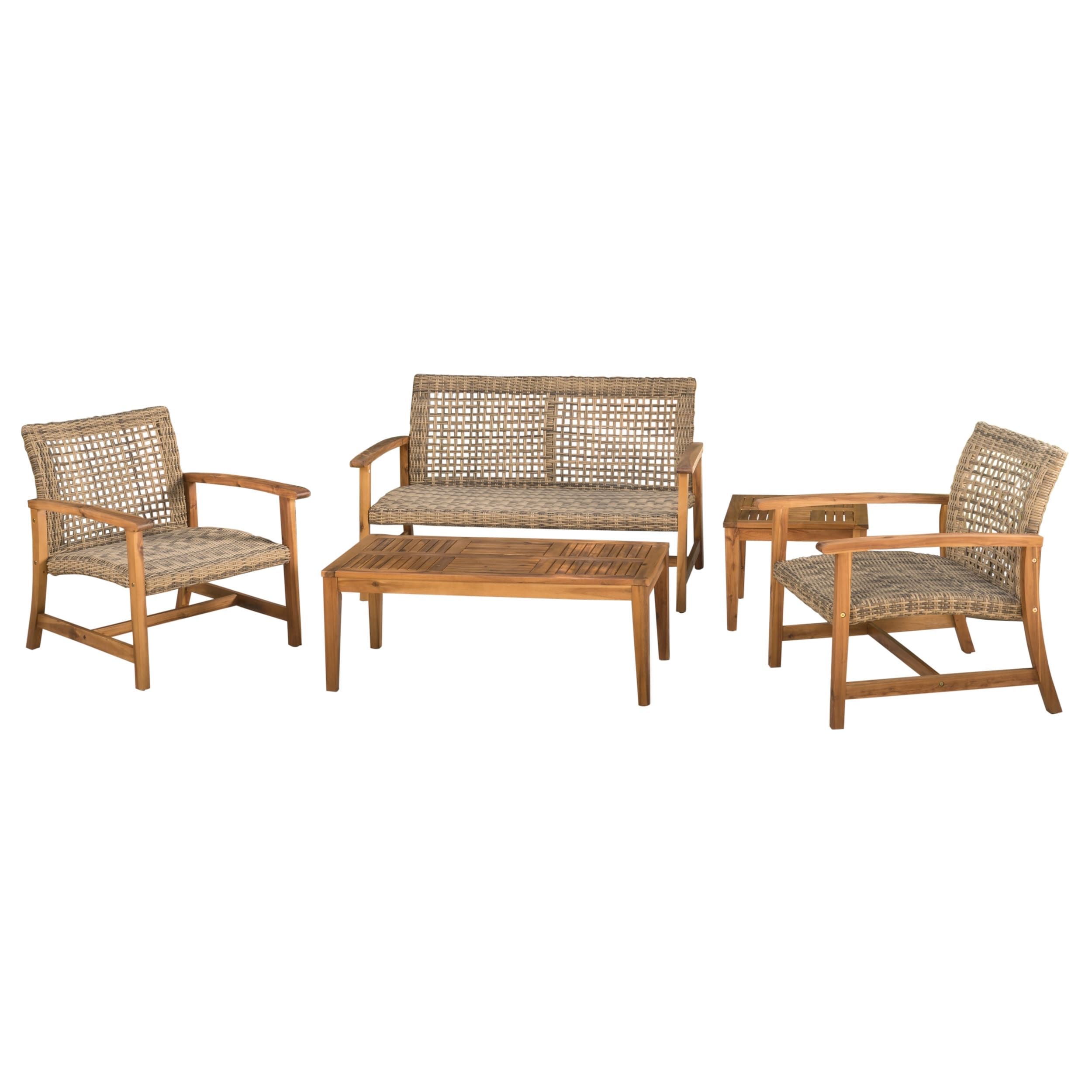 Ensemble de conversation d'extérieur Hampton 4 pièces en acacia par Christopher Knight Home