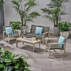 Ensemble de conversation d'extérieur Hampton 4 pièces en acacia par Christopher Knight Home