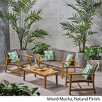 Ensemble de conversation d'extérieur Hampton 4 pièces en acacia par Christopher Knight Home