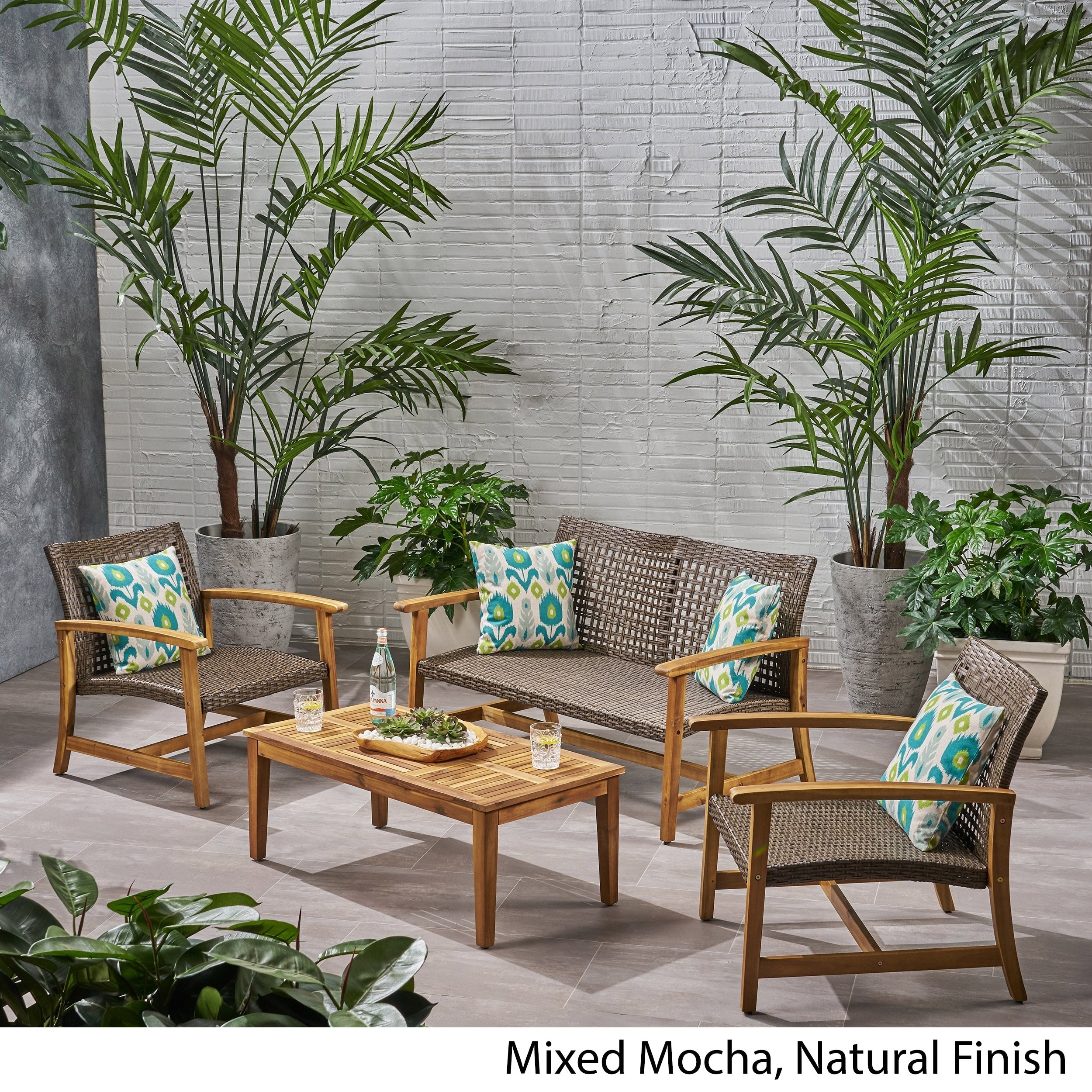 Ensemble de conversation d'extérieur Hampton 4 pièces en acacia par Christopher Knight Home