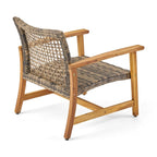 Ensemble de conversation d'extérieur Hampton en bois et osier 6 pièces par Christopher Knight Home