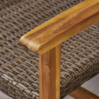 Ensemble de conversation d'extérieur Hampton en bois et osier 6 pièces par Christopher Knight Home