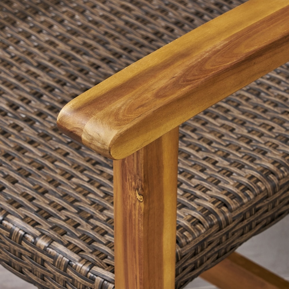 Ensemble de conversation d'extérieur Hampton en bois et osier 6 pièces par Christopher Knight Home
