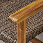 Ensemble de conversation Hampton Outdoor 9 pièces en bois et osier par Christopher Knight Home