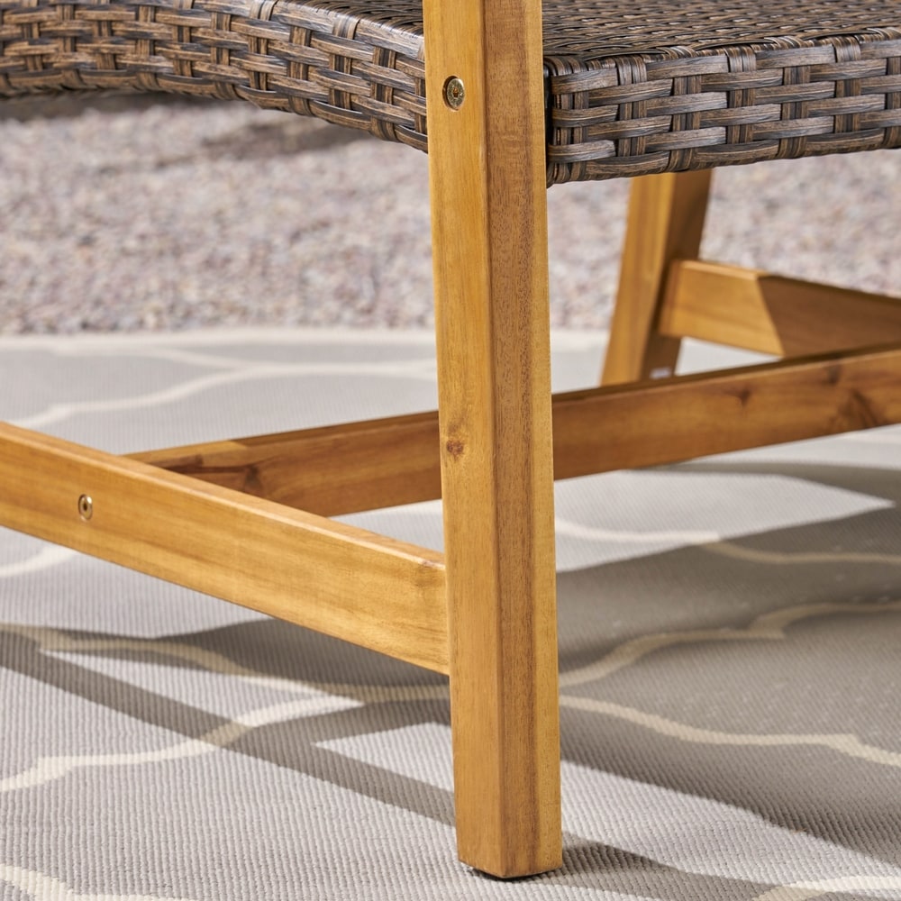 Ensemble de conversation Hampton Outdoor 9 pièces en bois et osier par Christopher Knight Home