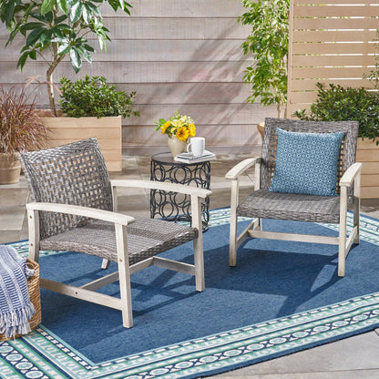 Fauteuil club d'extérieur Hampton en bois et osier (lot de 2) par Christopher Knight Home