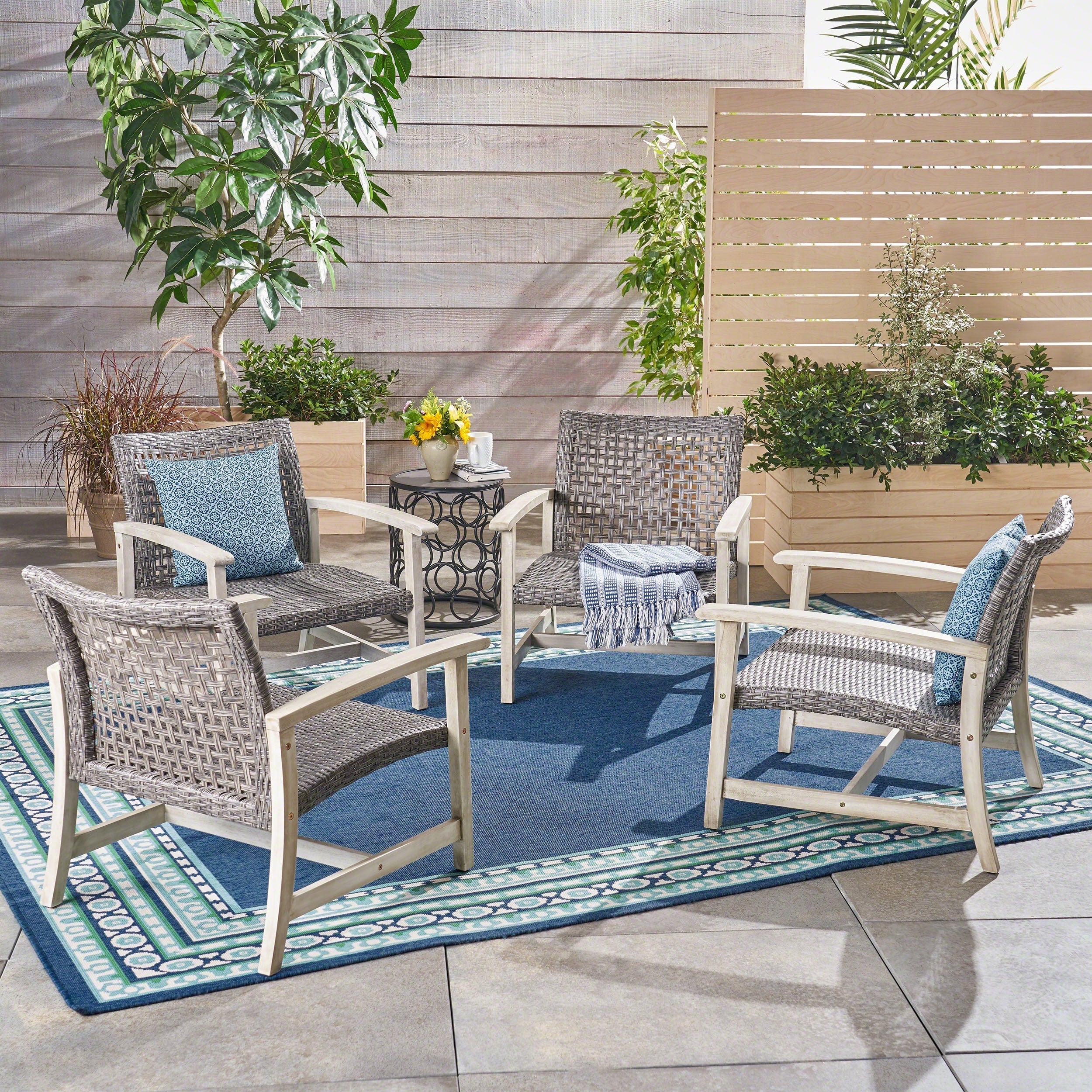 Fauteuil club d'extérieur Hampton (lot de 4) par Christopher Knight Home