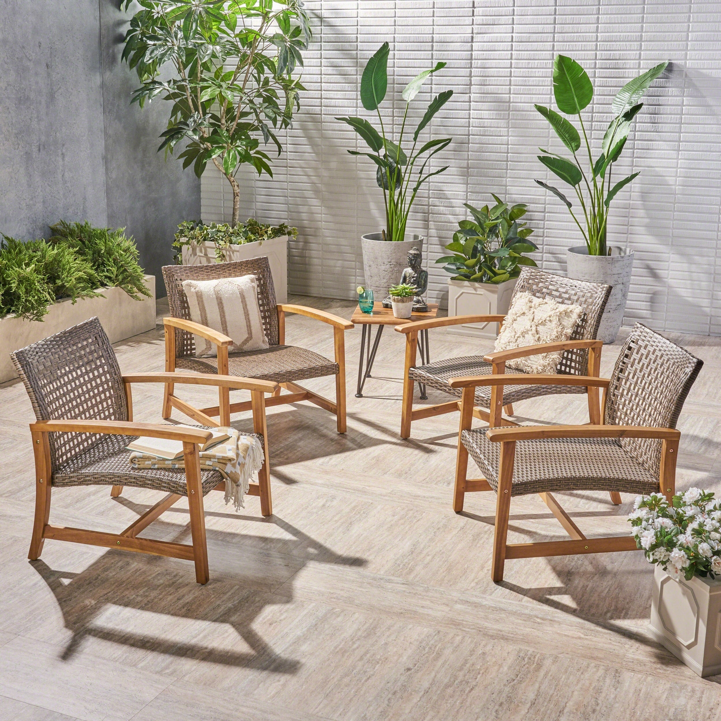 Fauteuil club d'extérieur Hampton (lot de 4) par Christopher Knight Home