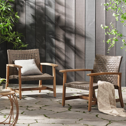 Fauteuil club d'extérieur Hampton en bois et osier (lot de 2) par Christopher Knight Home
