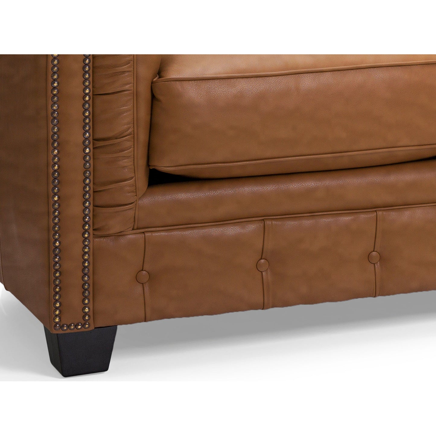 Canapé Chesterfield capitonné Hancock en cuir italien pleine fleur - 31 H x 86 L x 40 P
