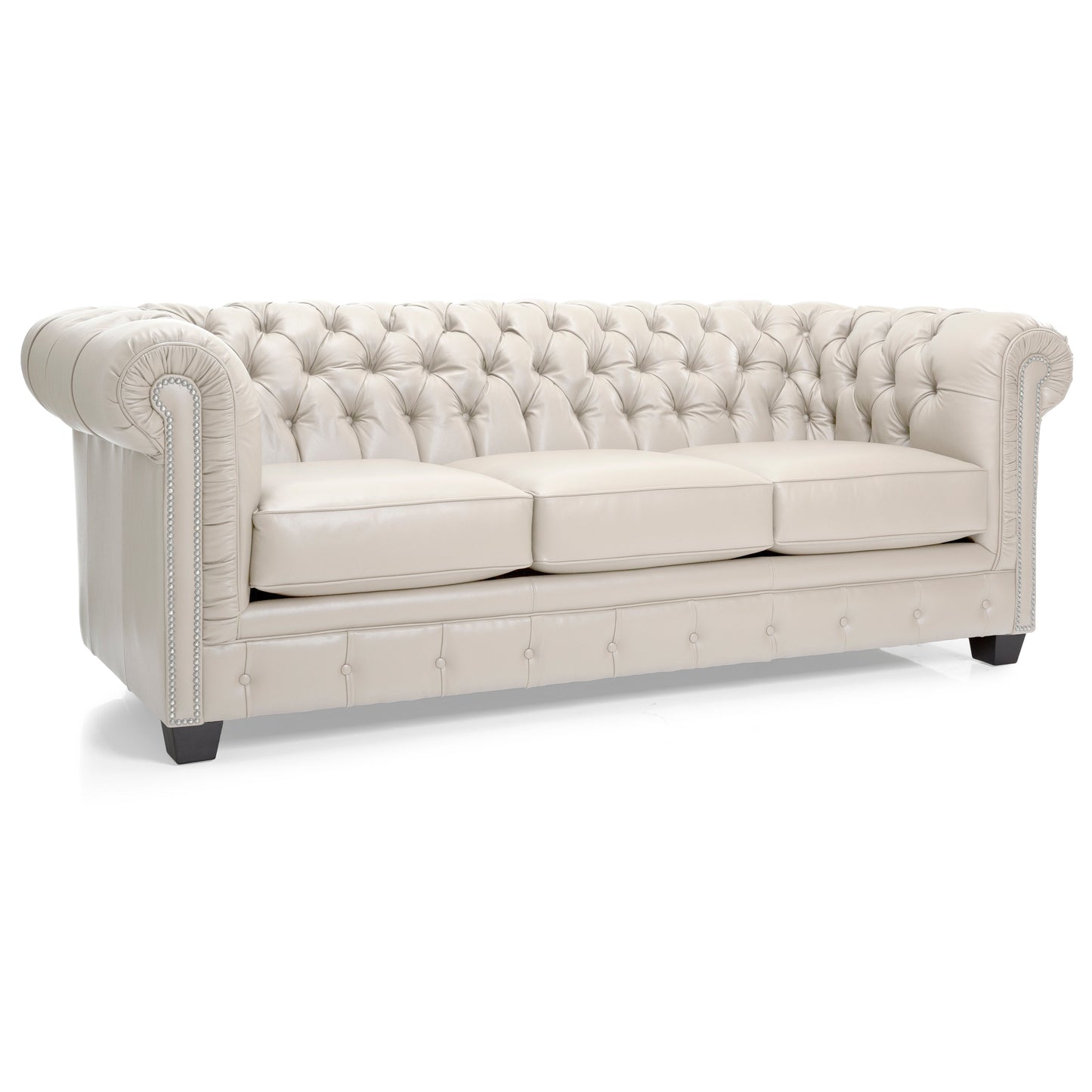 Canapé Chesterfield capitonné Hancock en cuir italien pleine fleur - 31 H x 86 L x 40 P