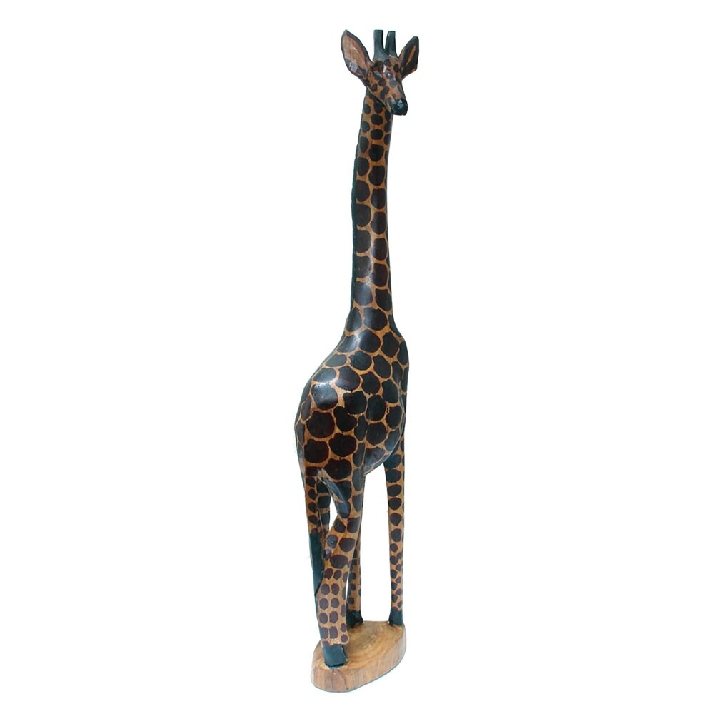 Statue de girafe en bois sculptée à la main