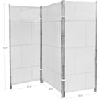 Paravent de séparation pliable en bambou à 3 panneaux, fabriqué à la main, tissu écru