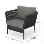 Fauteuil club d'extérieur Handford en corde avec coussins (lot de 2) par Christopher Knight Home