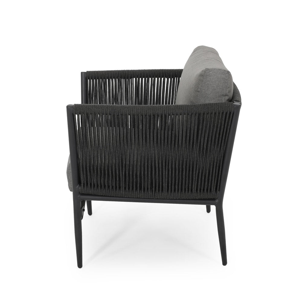 Fauteuil club d'extérieur Handford en corde avec coussins (lot de 2) par Christopher Knight Home