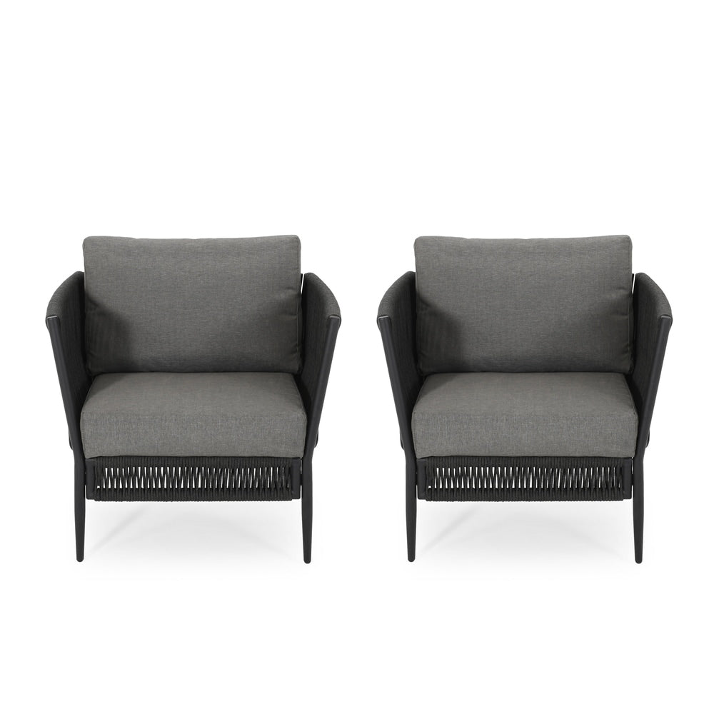 Fauteuil club d'extérieur Handford en corde avec coussins (lot de 2) par Christopher Knight Home